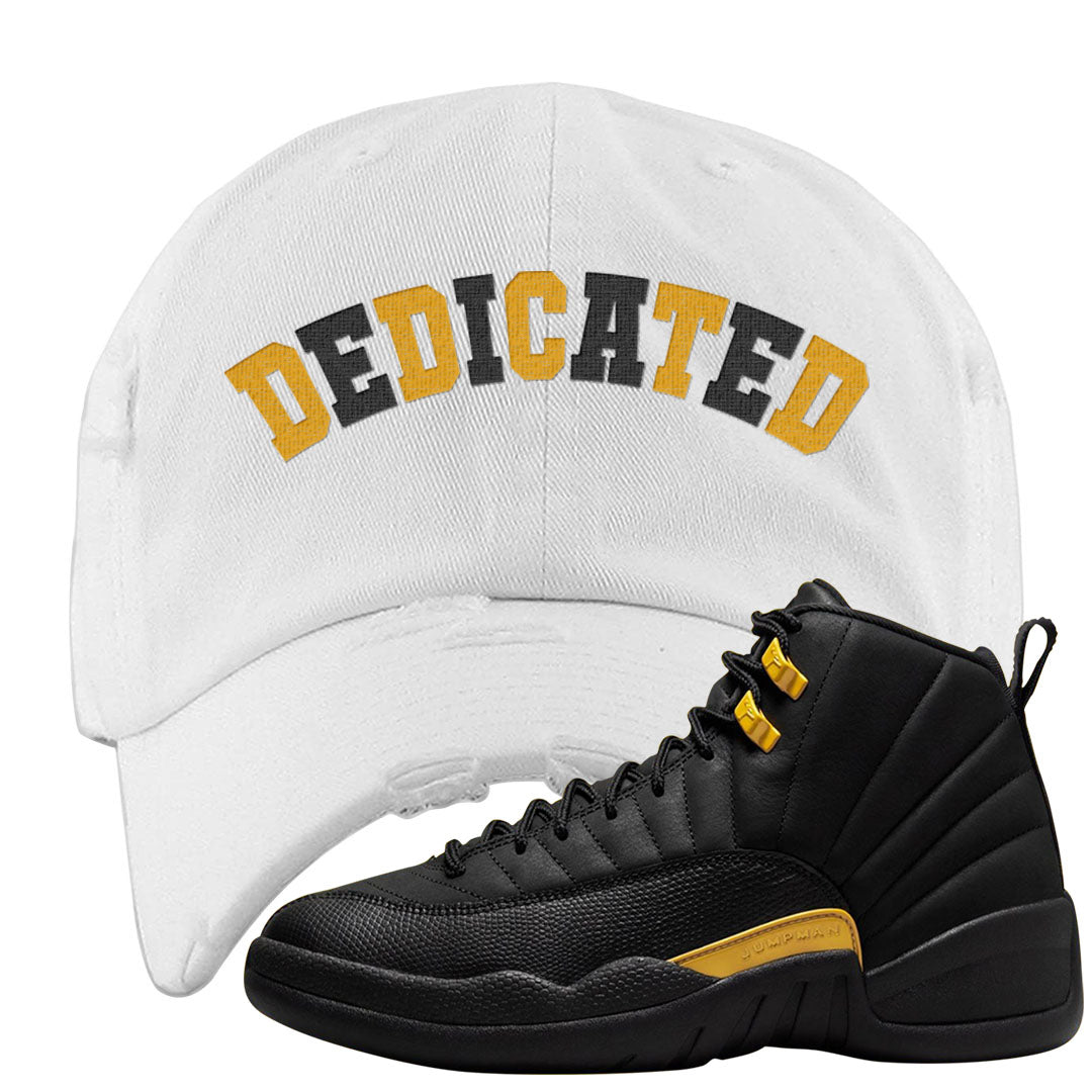 Black Gold Taxi 12s Distressed Dad Hat | Dedicated, White
