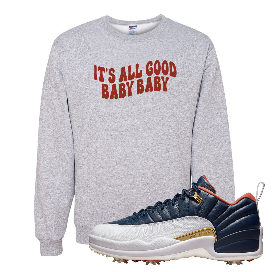Midnight Navy Golf 12s Crewneck Sweatshirt | All Good Baby, Ash