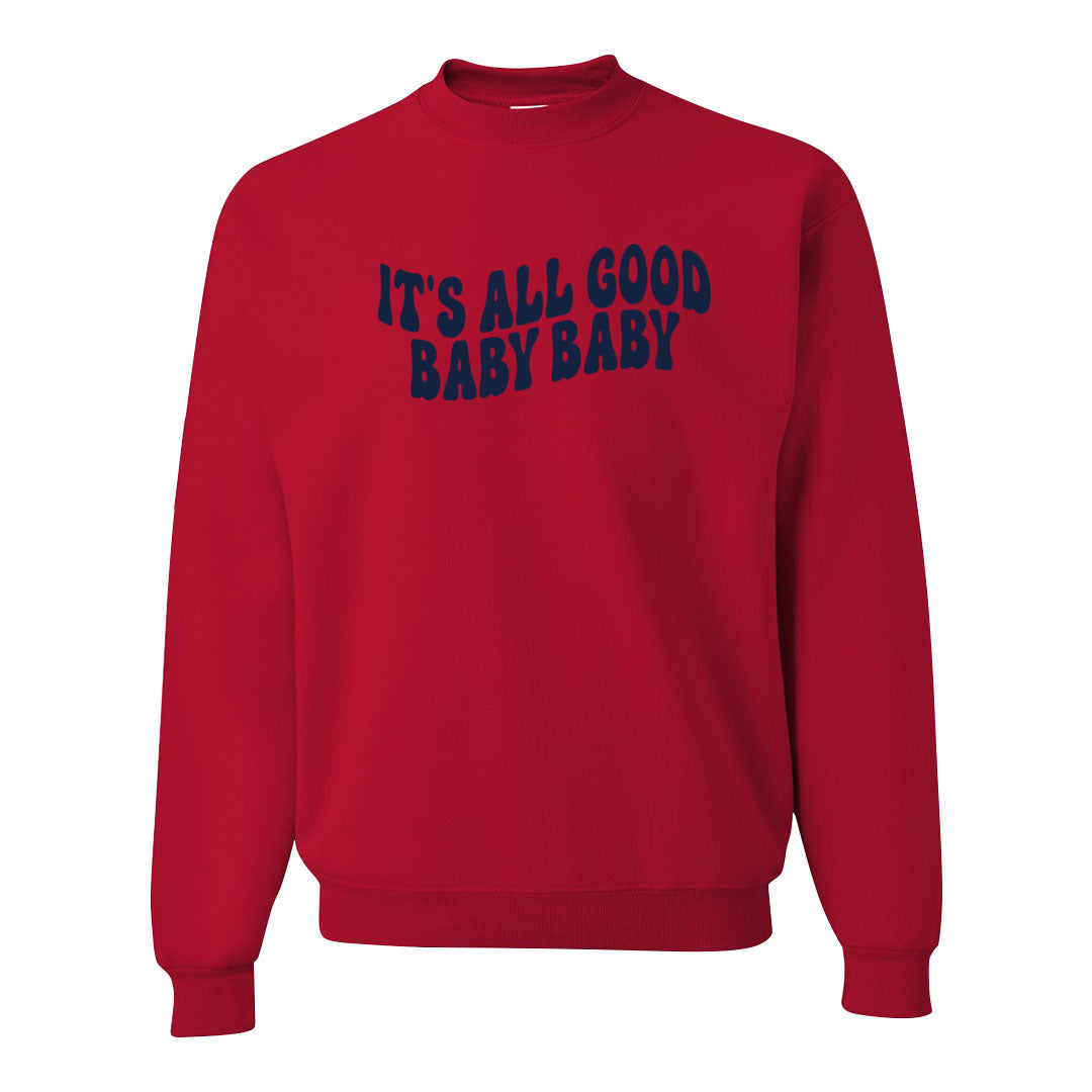 Midnight Navy Golf 12s Crewneck Sweatshirt | All Good Baby, Red