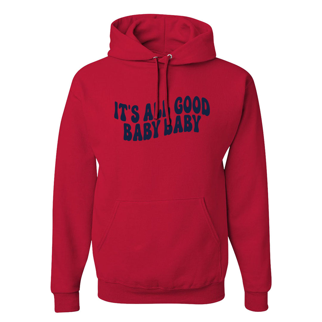Midnight Navy Golf 12s Hoodie | All Good Baby, Red