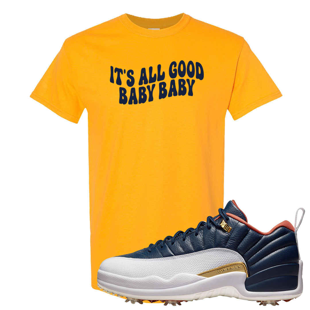 Midnight Navy Golf 12s T Shirt | All Good Baby, Gold