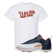 Midnight Navy Golf 12s T Shirt | All Good Baby, White