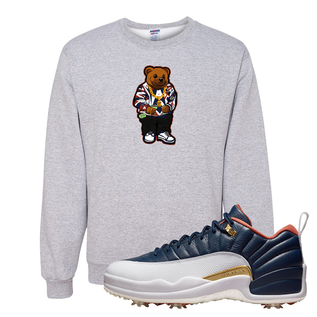 Midnight Navy Golf 12s Crewneck Sweatshirt | Sweater Bear, Ash