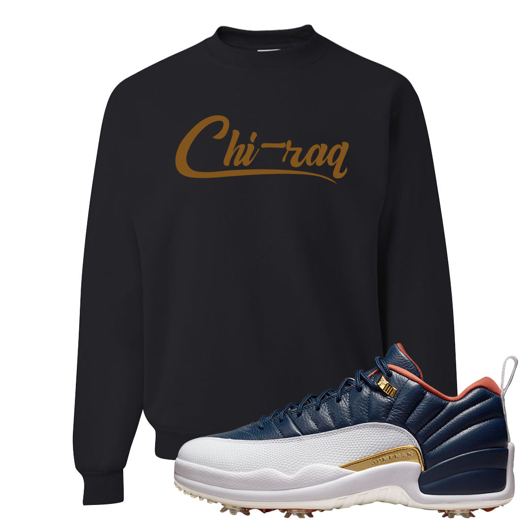 Midnight Navy Golf 12s Crewneck Sweatshirt | Chiraq, Black