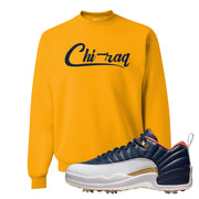Midnight Navy Golf 12s Crewneck Sweatshirt | Chiraq, Gold
