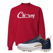 Midnight Navy Golf 12s Crewneck Sweatshirt | Chiraq, Red