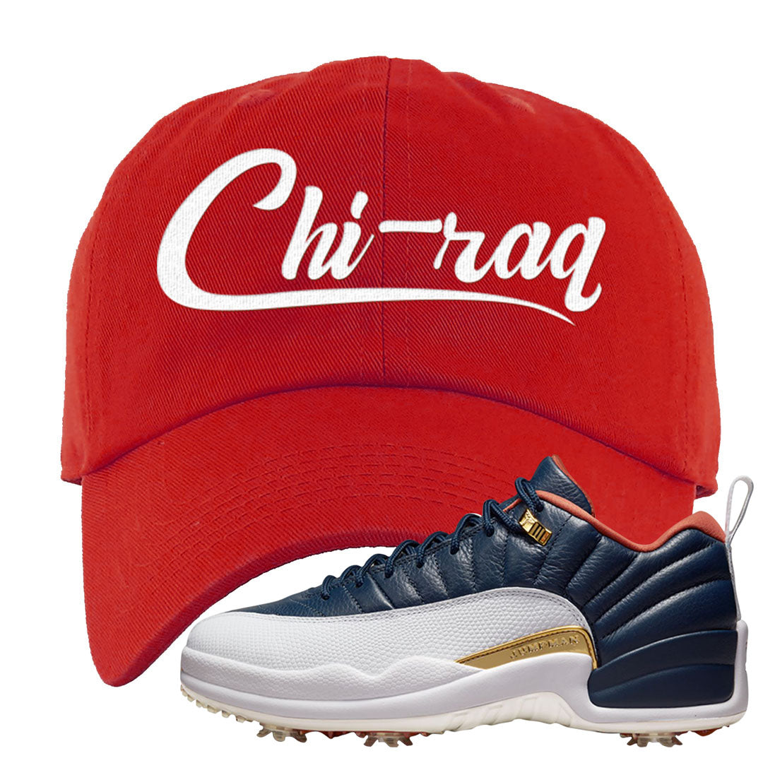 Midnight Navy Golf 12s Dad Hat | Chiraq, Red