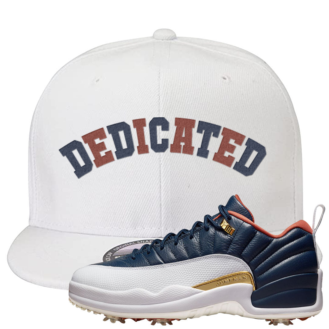 Midnight Navy Golf 12s Snapback Hat | Dedicated, White