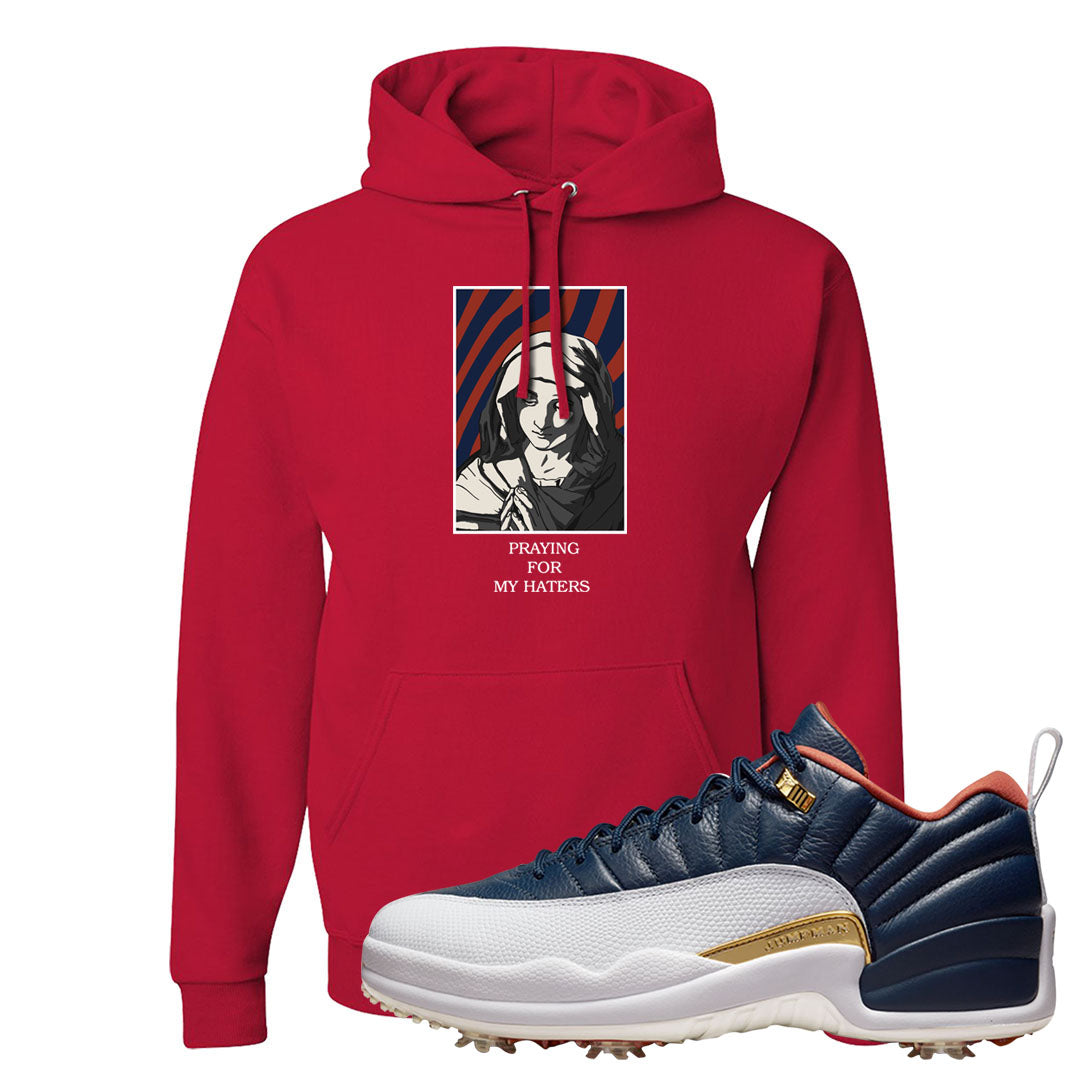 Midnight Navy Golf 12s Hoodie | God Told Me, Red