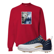 Midnight Navy Golf 12s Crewneck Sweatshirt | Miguel, Red
