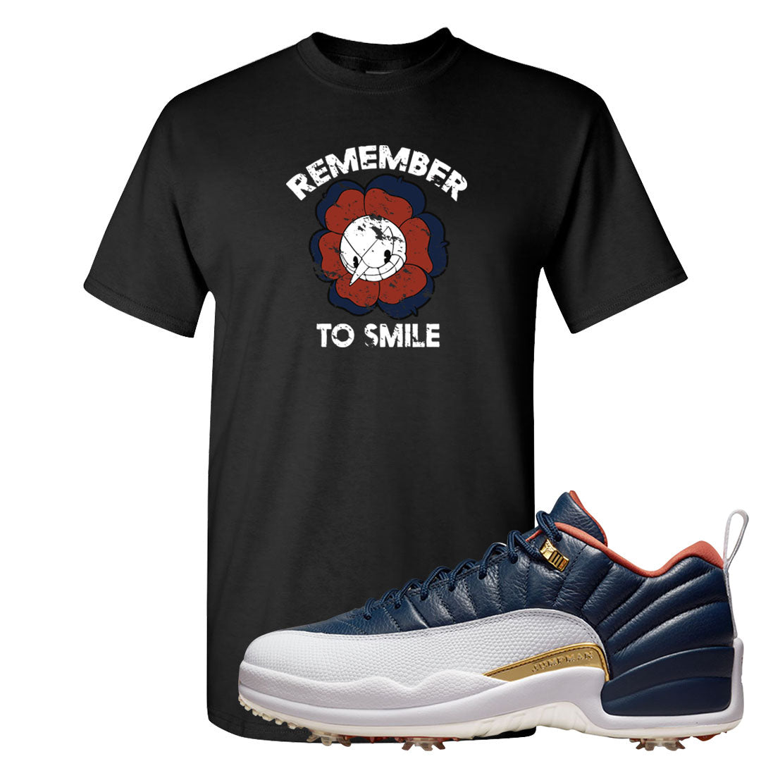 Midnight Navy Golf 12s T Shirt | Remember To Smile, Black