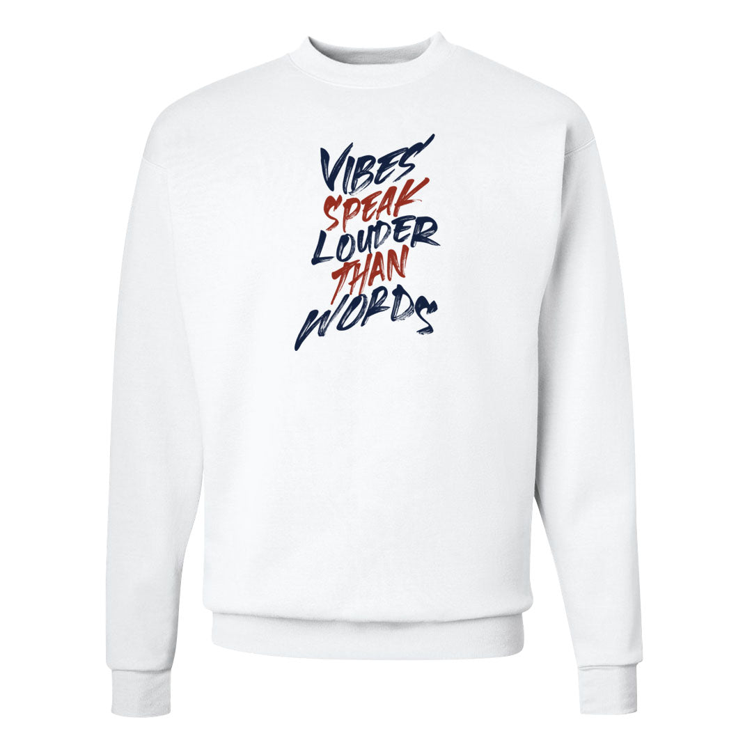 Midnight Navy Golf 12s Crewneck Sweatshirt | Vibes Speak Louder Than Words, White