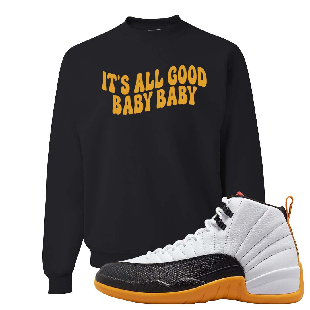 White Black Taxi 12s Crewneck Sweatshirt | All Good Baby, Black