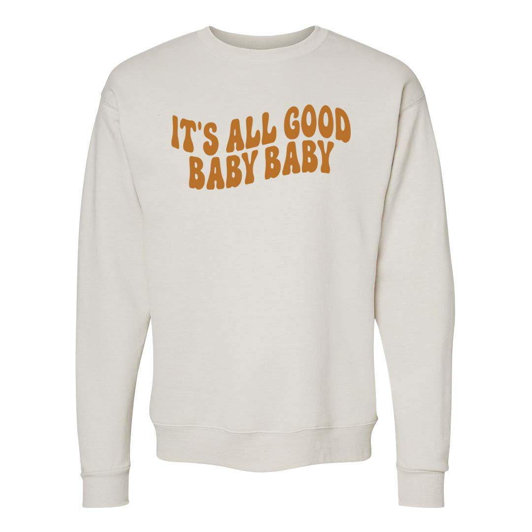 White Black Taxi 12s Crewneck Sweatshirt | All Good Baby, Sand