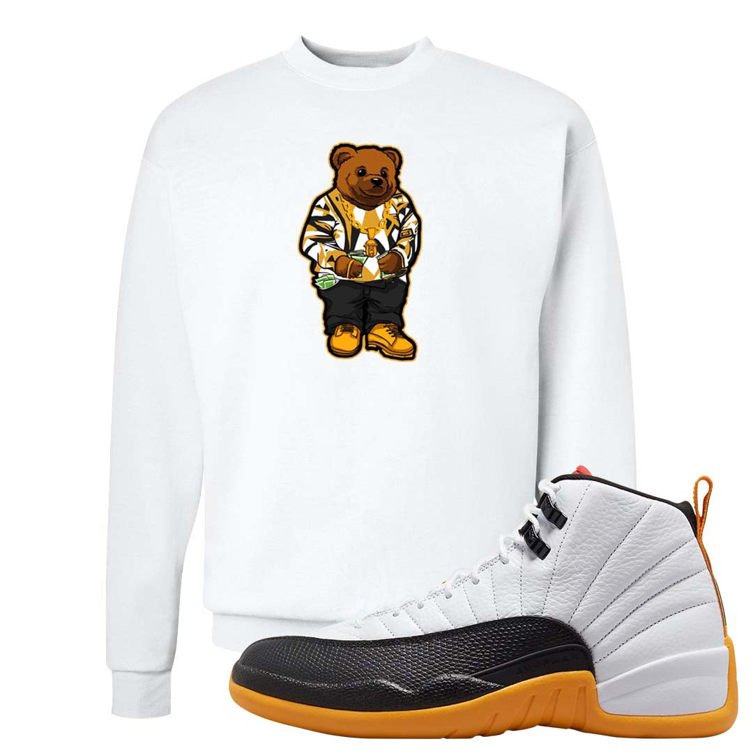 White Black Taxi 12s Crewneck Sweatshirt | Sweater Bear, White