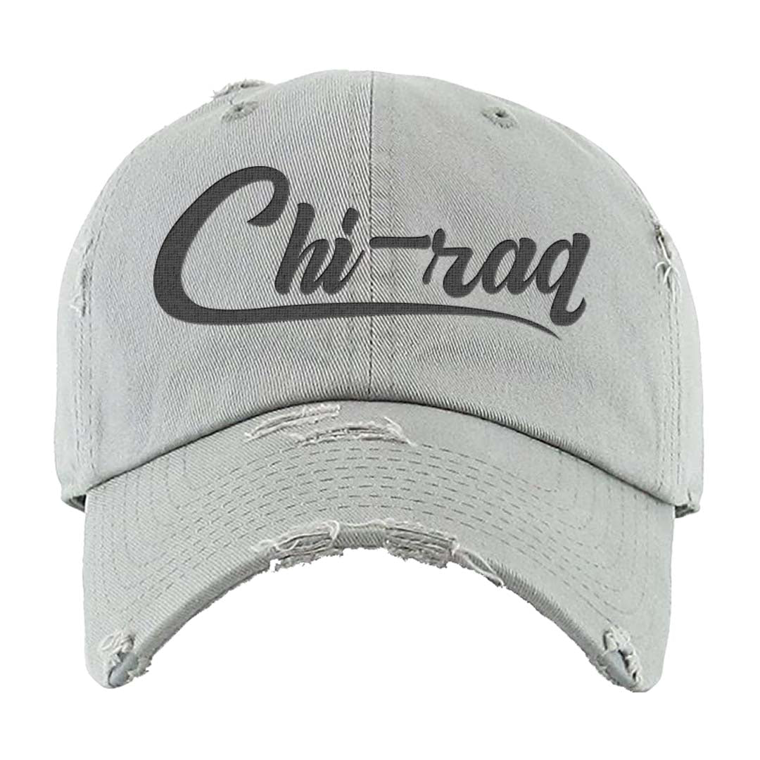 White Black Taxi 12s Distressed Dad Hat | Chiraq, Light Gray
