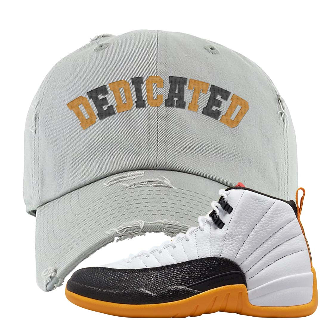 White Black Taxi 12s Distressed Dad Hat | Dedicated, Light Gray
