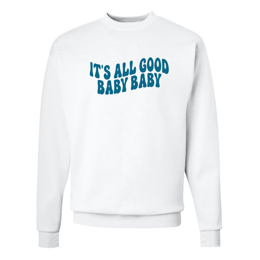 Black University Blue 13s Crewneck Sweatshirt | All Good Baby, White