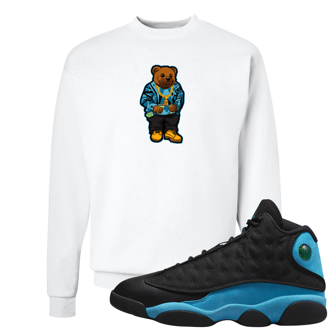 Black University Blue 13s Crewneck Sweatshirt | Sweater Bear, White