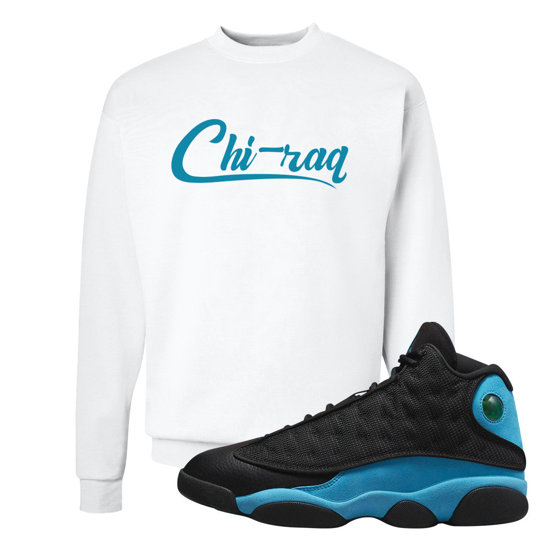 Black University Blue 13s Crewneck Sweatshirt | Chiraq, White