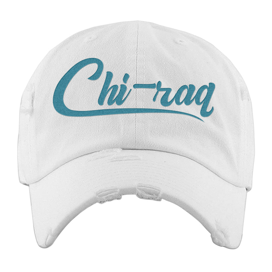 Black University Blue 13s Distressed Dad Hat | Chiraq, White