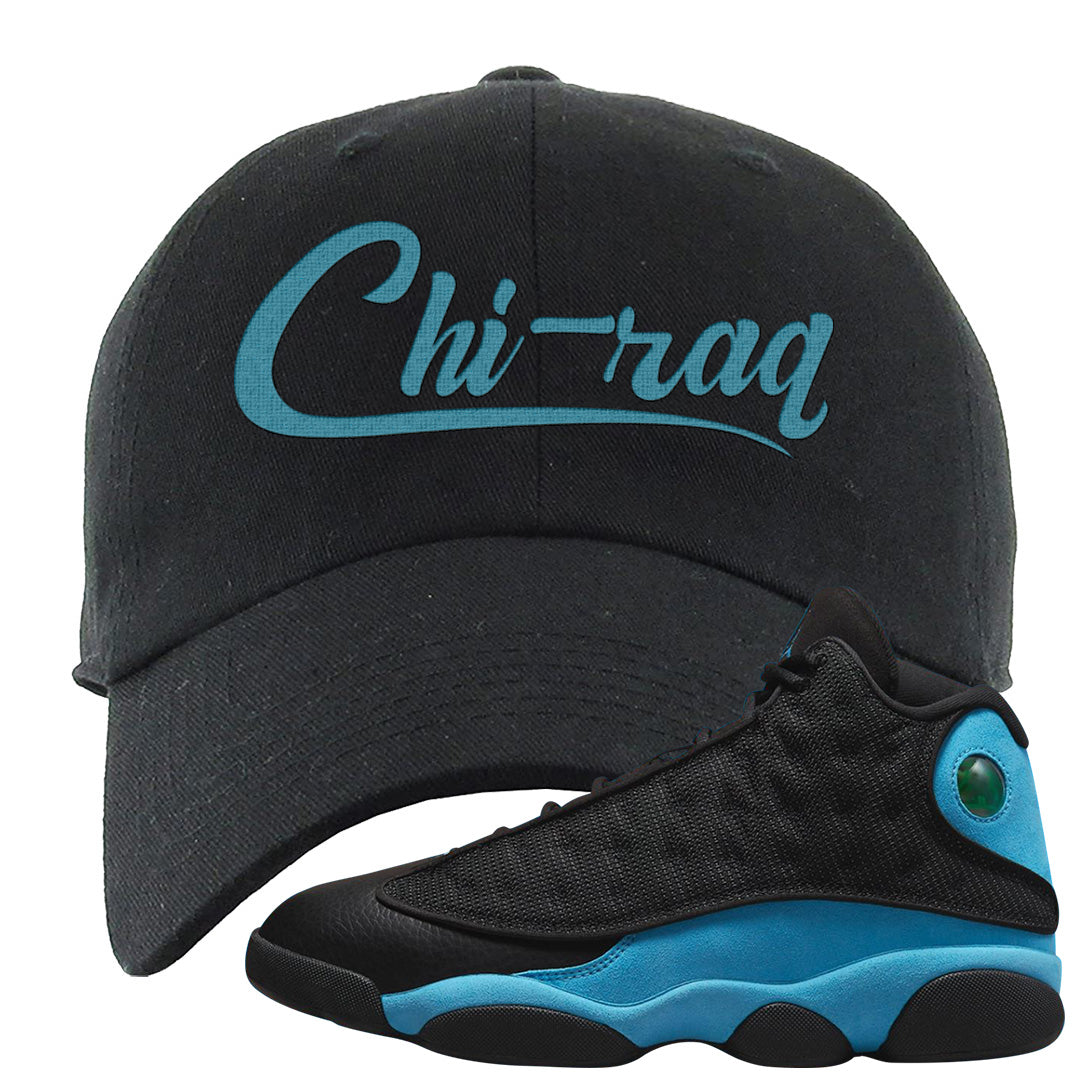 Black University Blue 13s Dad Hat | Chiraq, Black