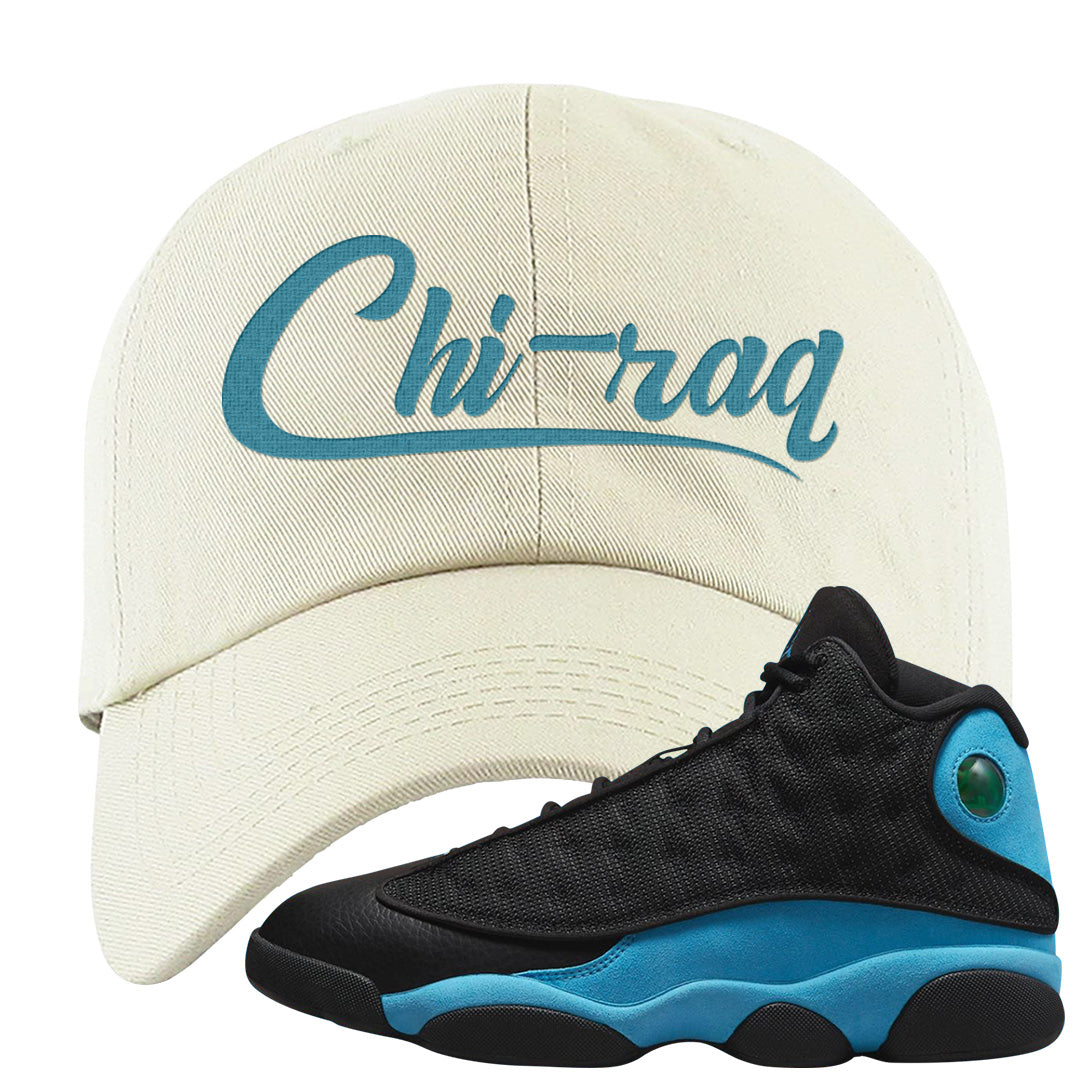Black University Blue 13s Dad Hat | Chiraq, White