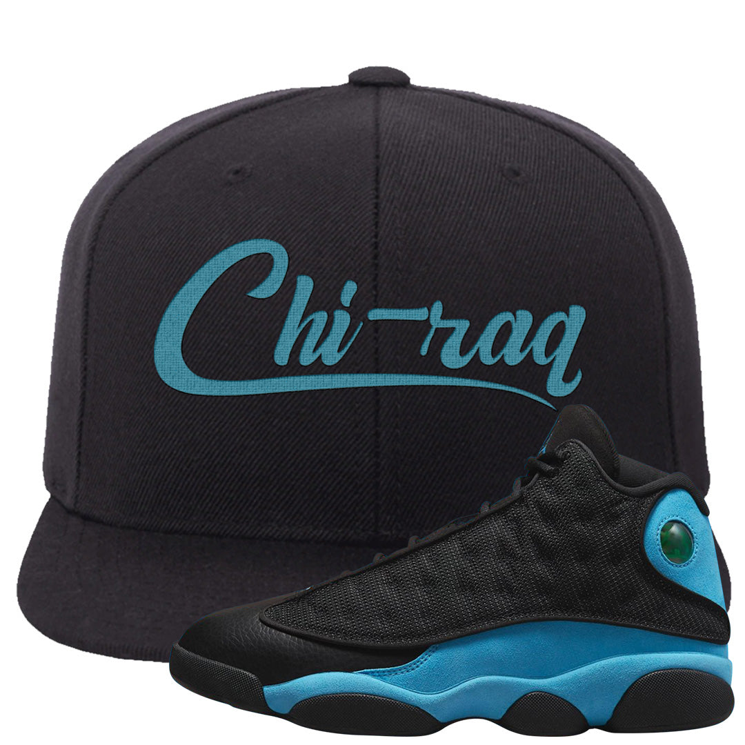 Black University Blue 13s Snapback Hat | Chiraq, Black