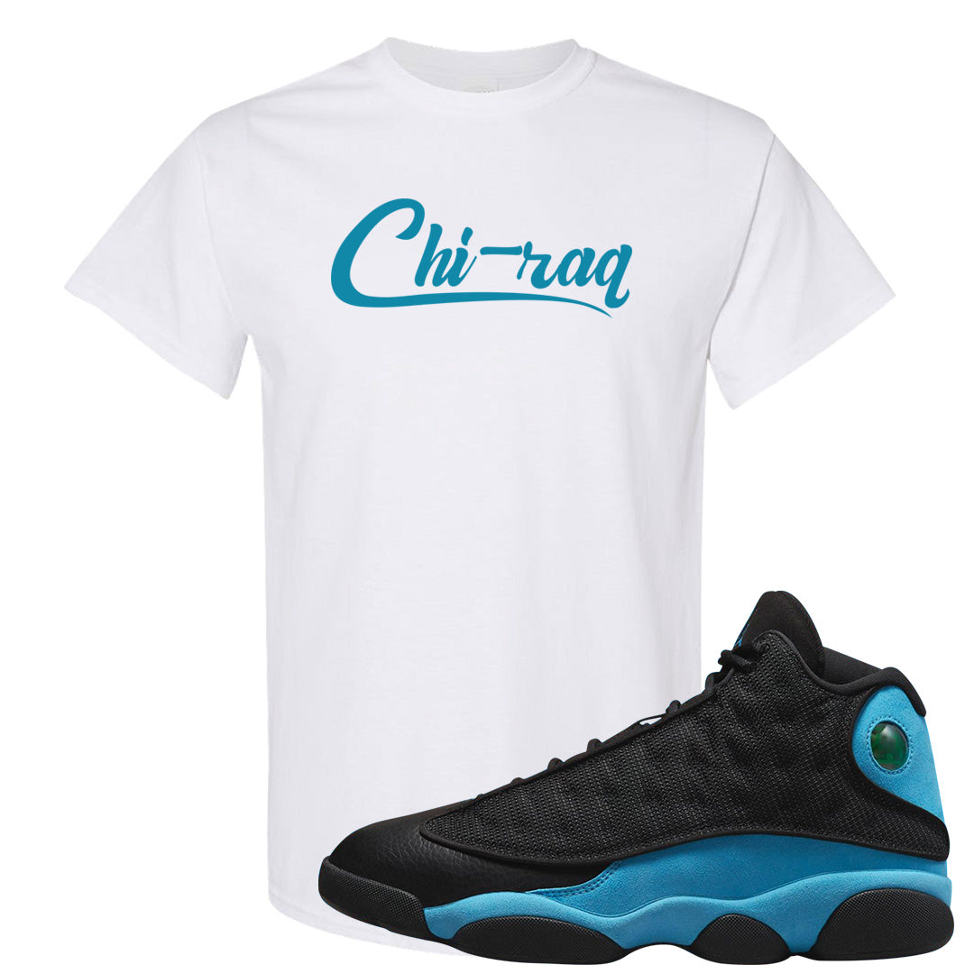 Black University Blue 13s T Shirt | Chiraq, White