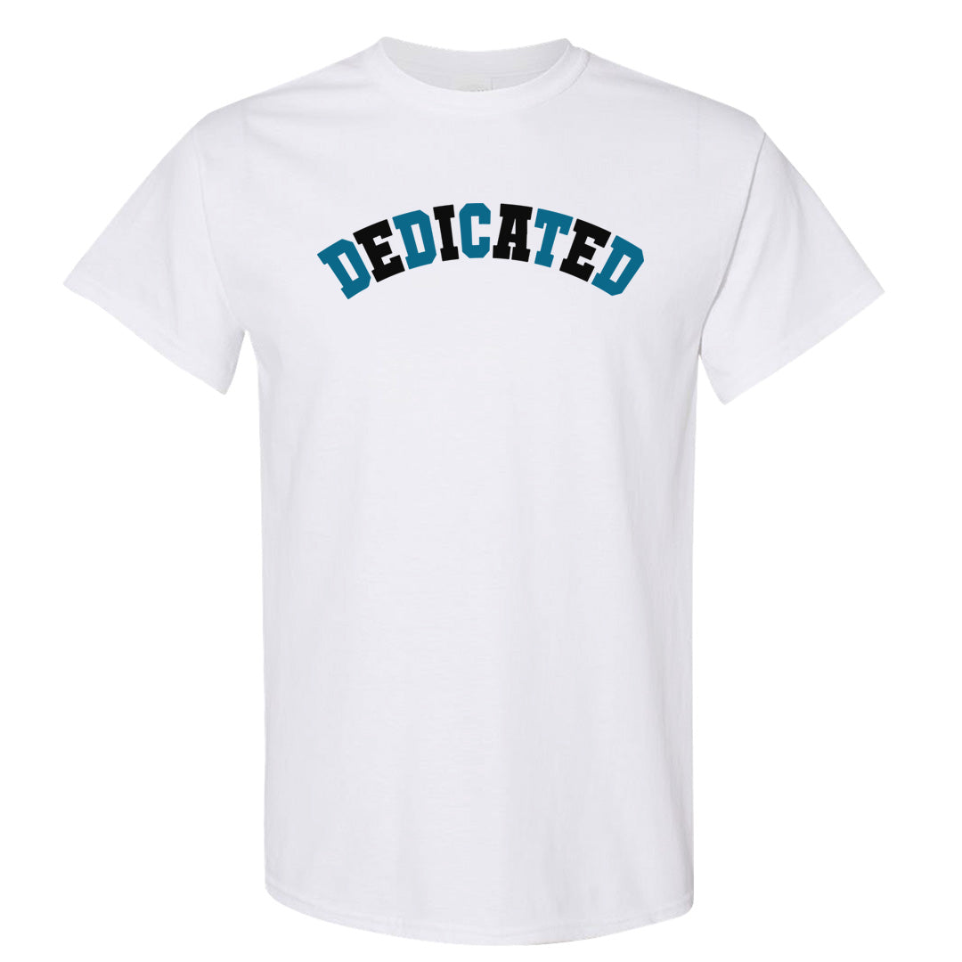 Black University Blue 13s T Shirt | Dedicated, White