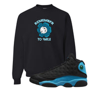 Black University Blue 13s Crewneck Sweatshirt | Remember To Smile, Black