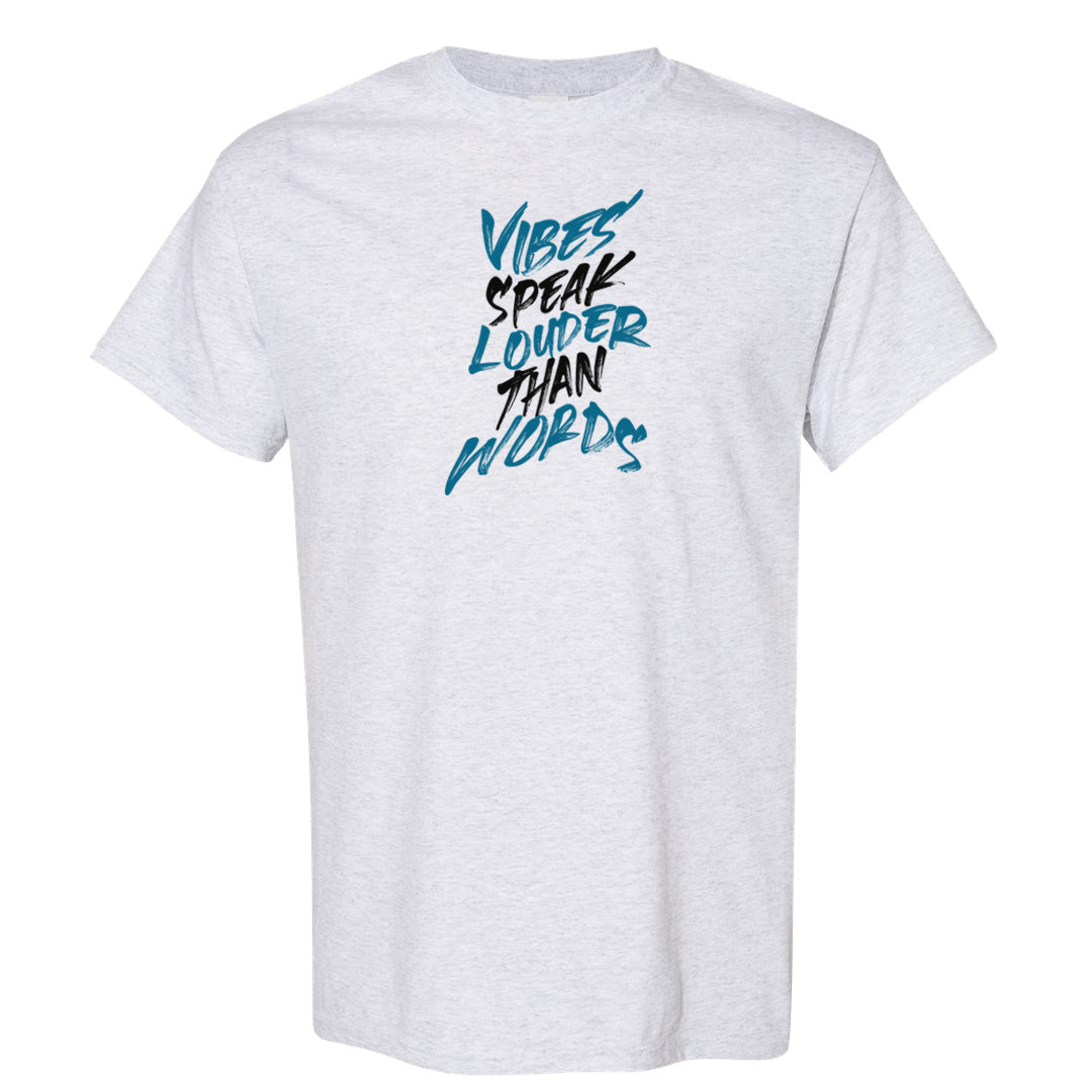 Black University Blue 13s T Shirt | Vibes Speak Louder Than Words, Ash