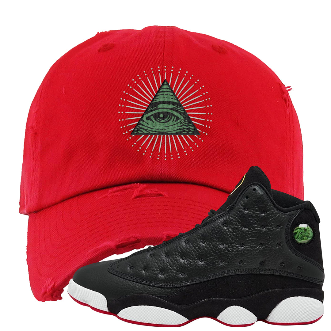 2023 Playoff 13s Distressed Dad Hat | All Seeing Eye, Red