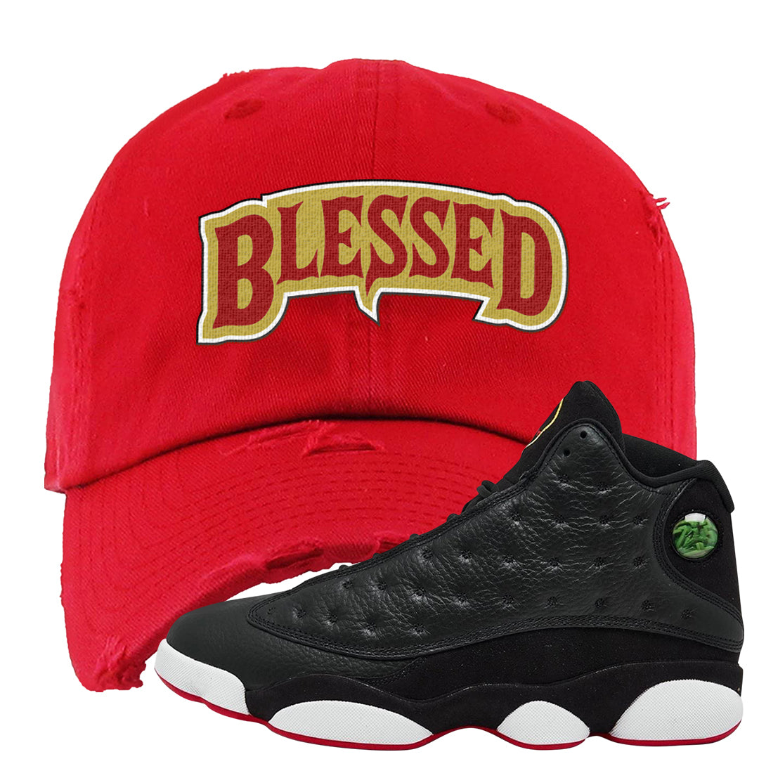 2023 Playoff 13s Distressed Dad Hat | Blessed Arch, Red