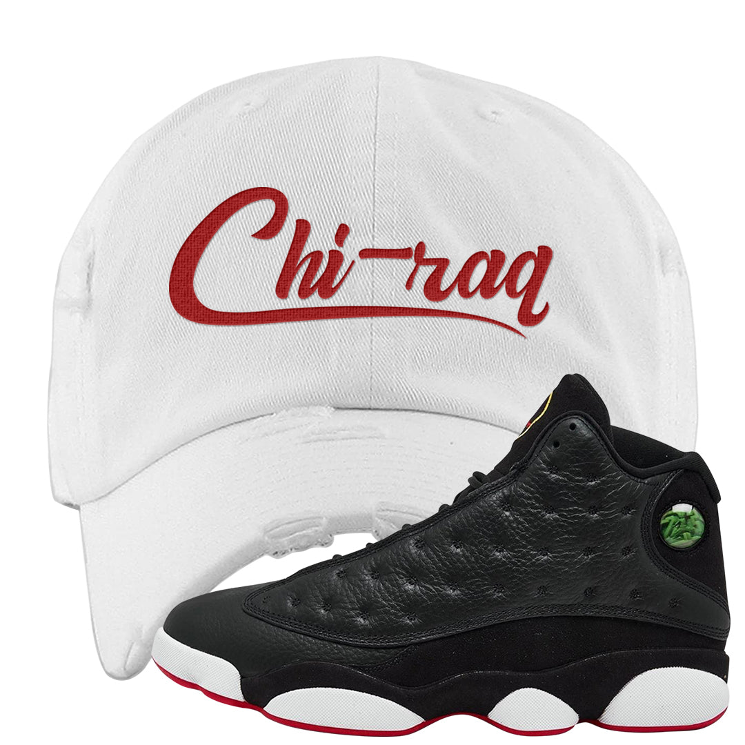 2023 Playoff 13s Distressed Dad Hat | Chiraq, White