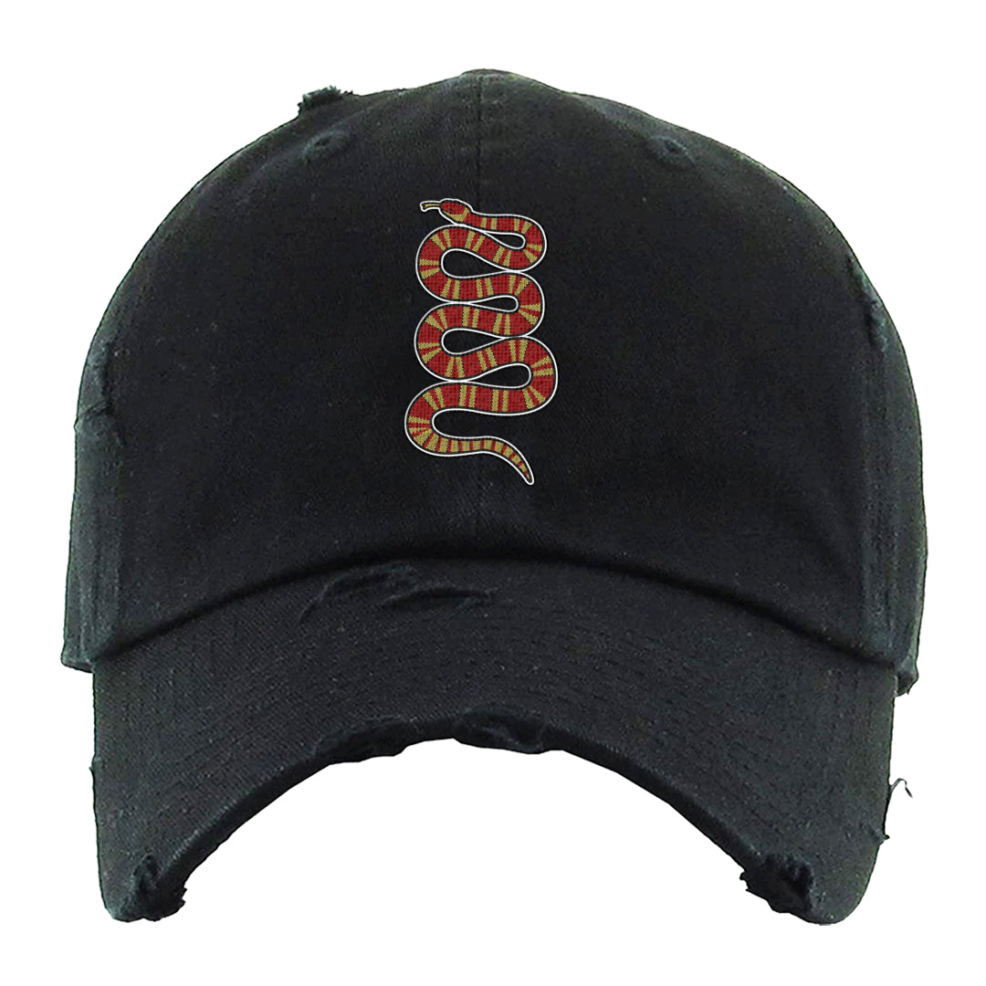 2023 Playoff 13s Distressed Dad Hat | Coiled Snake, Black