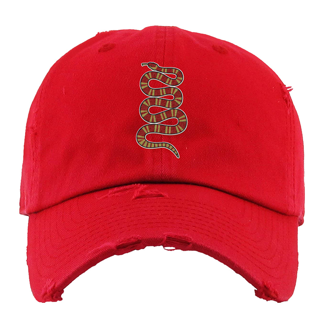 2023 Playoff 13s Distressed Dad Hat | Coiled Snake, Red