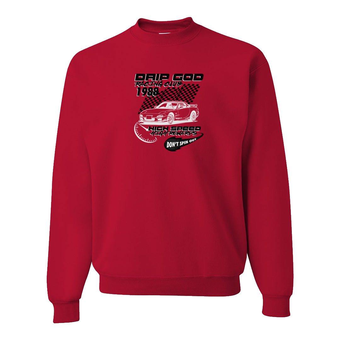 2023 Playoff 13s Crewneck Sweatshirt | Drip God Racing Club, Red