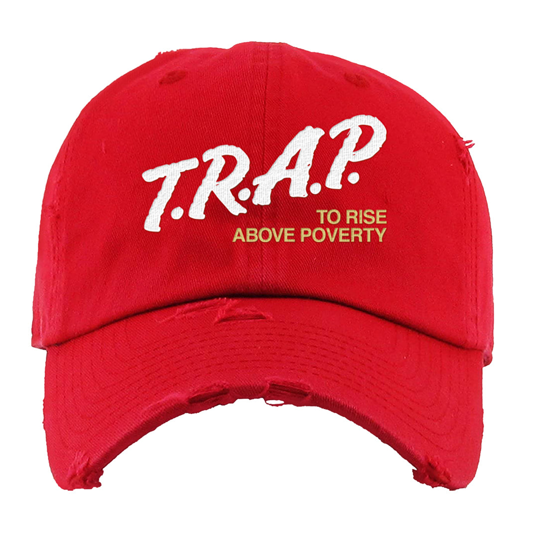 2023 Playoff 13s Distressed Dad Hat | Trap To Rise Above Poverty, Red