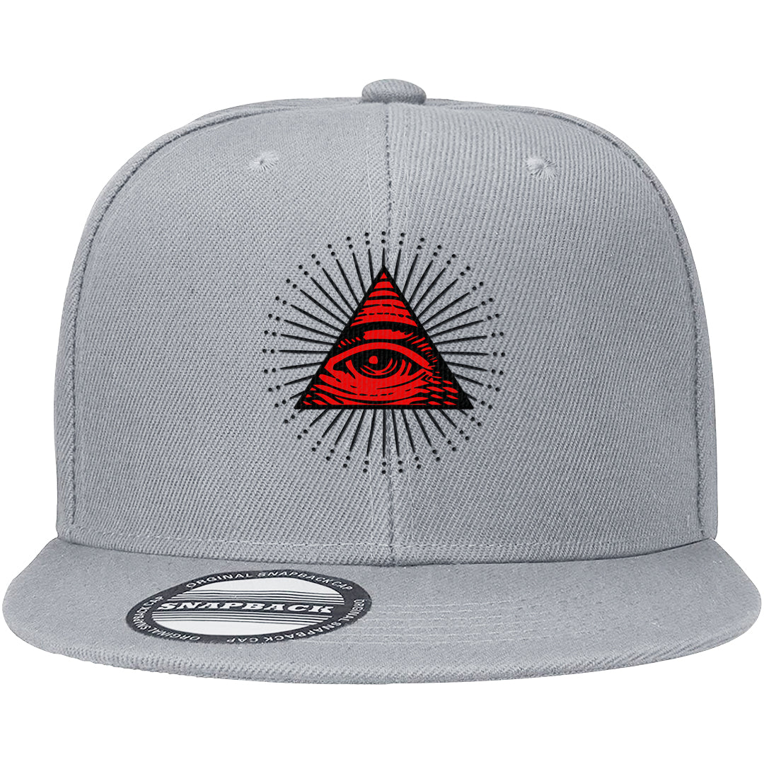 Metallic Silver Low 14s Snapback Hat | All Seeing Eye, Light Gray
