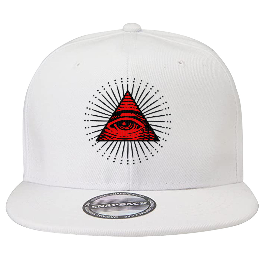 Metallic Silver Low 14s Snapback Hat | All Seeing Eye, White