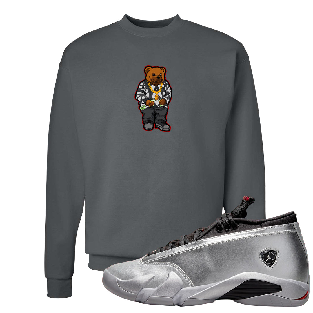 Metallic Silver Low 14s Crewneck Sweatshirt | Sweater Bear, Smoke Grey