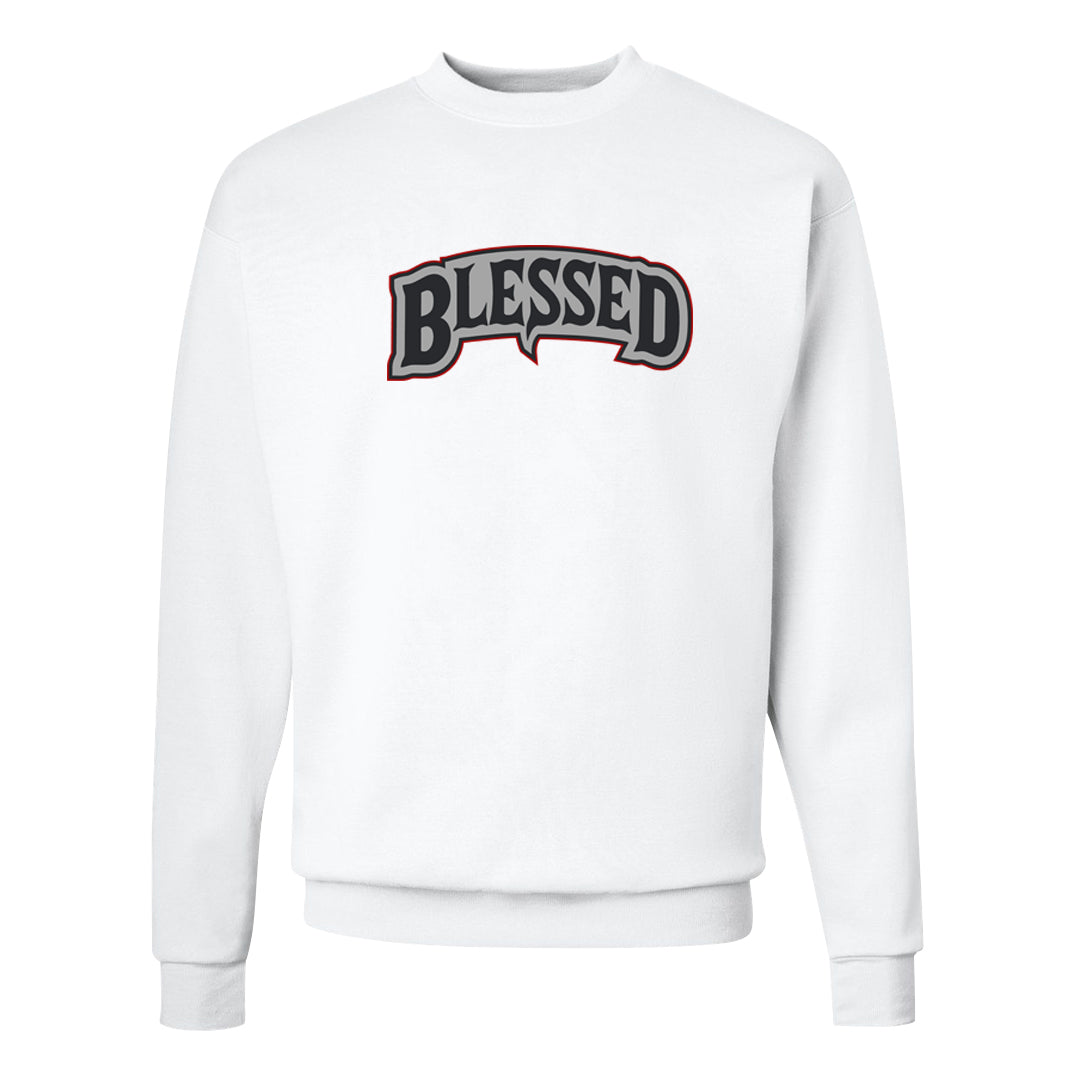 Metallic Silver Low 14s Crewneck Sweatshirt | Blessed Arch, White