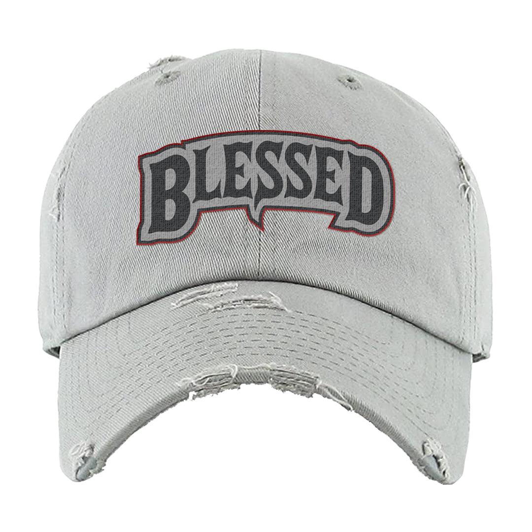 Metallic Silver Low 14s Distressed Dad Hat | Blessed Arch, Light Gray