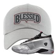 Metallic Silver Low 14s Dad Hat | Blessed Arch, Light Gray