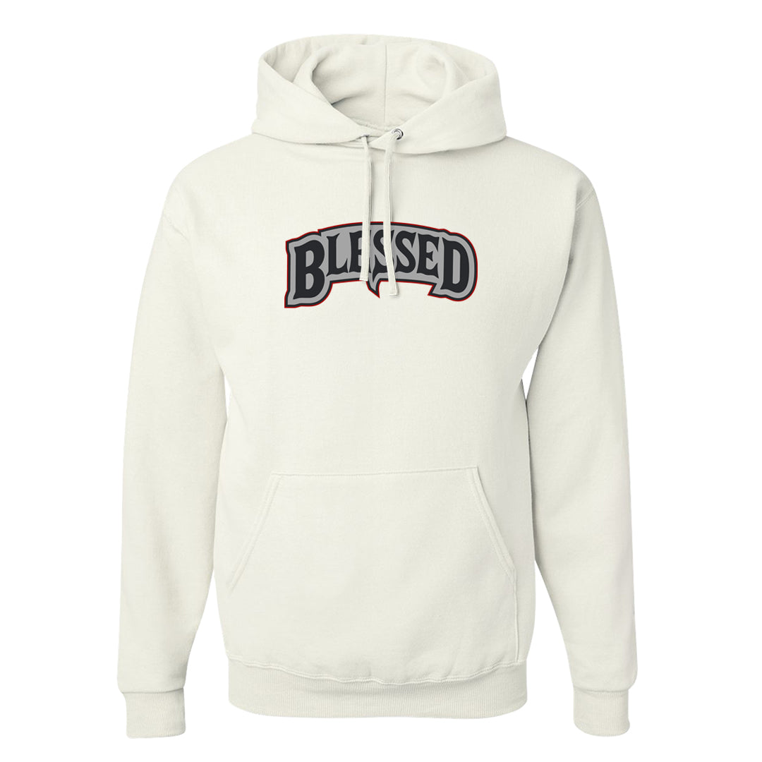 Metallic Silver Low 14s Hoodie | Blessed Arch, White