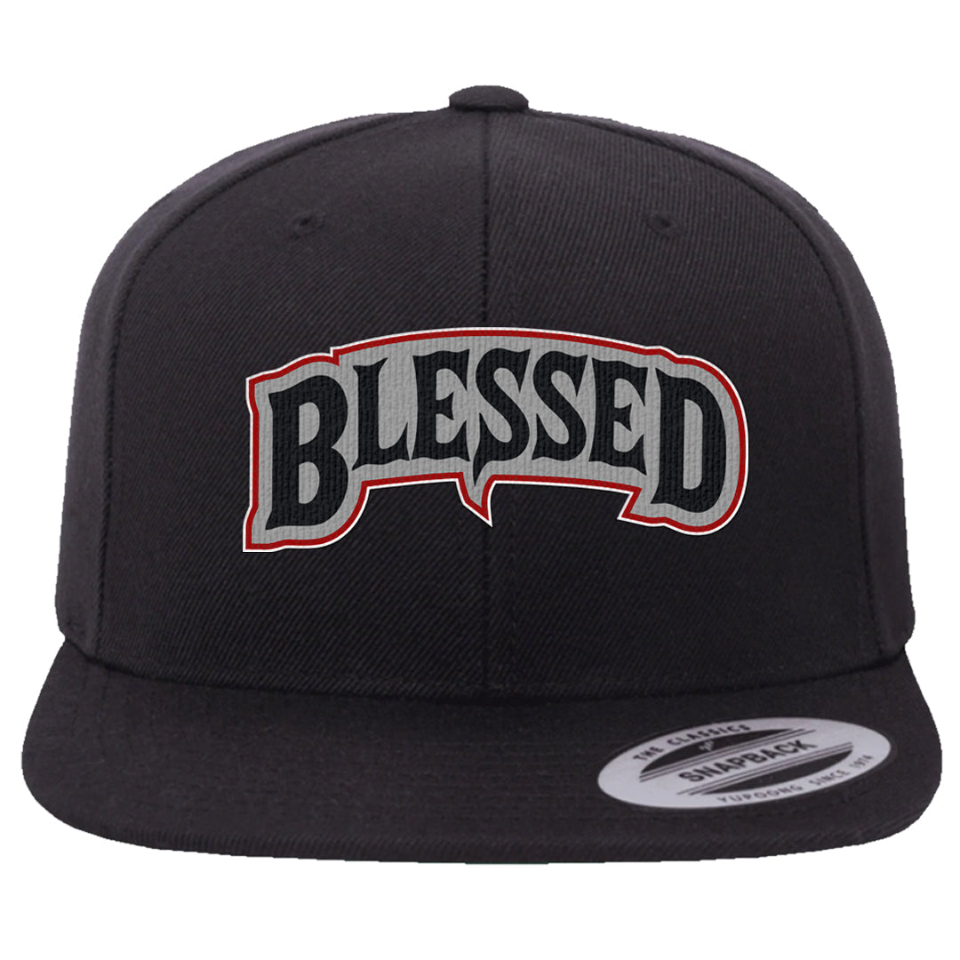 Metallic Silver Low 14s Snapback Hat | Blessed Arch, Black