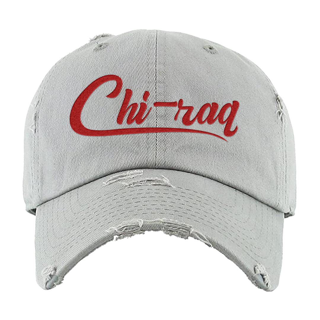 Metallic Silver Low 14s Distressed Dad Hat | Chiraq, Light Gray