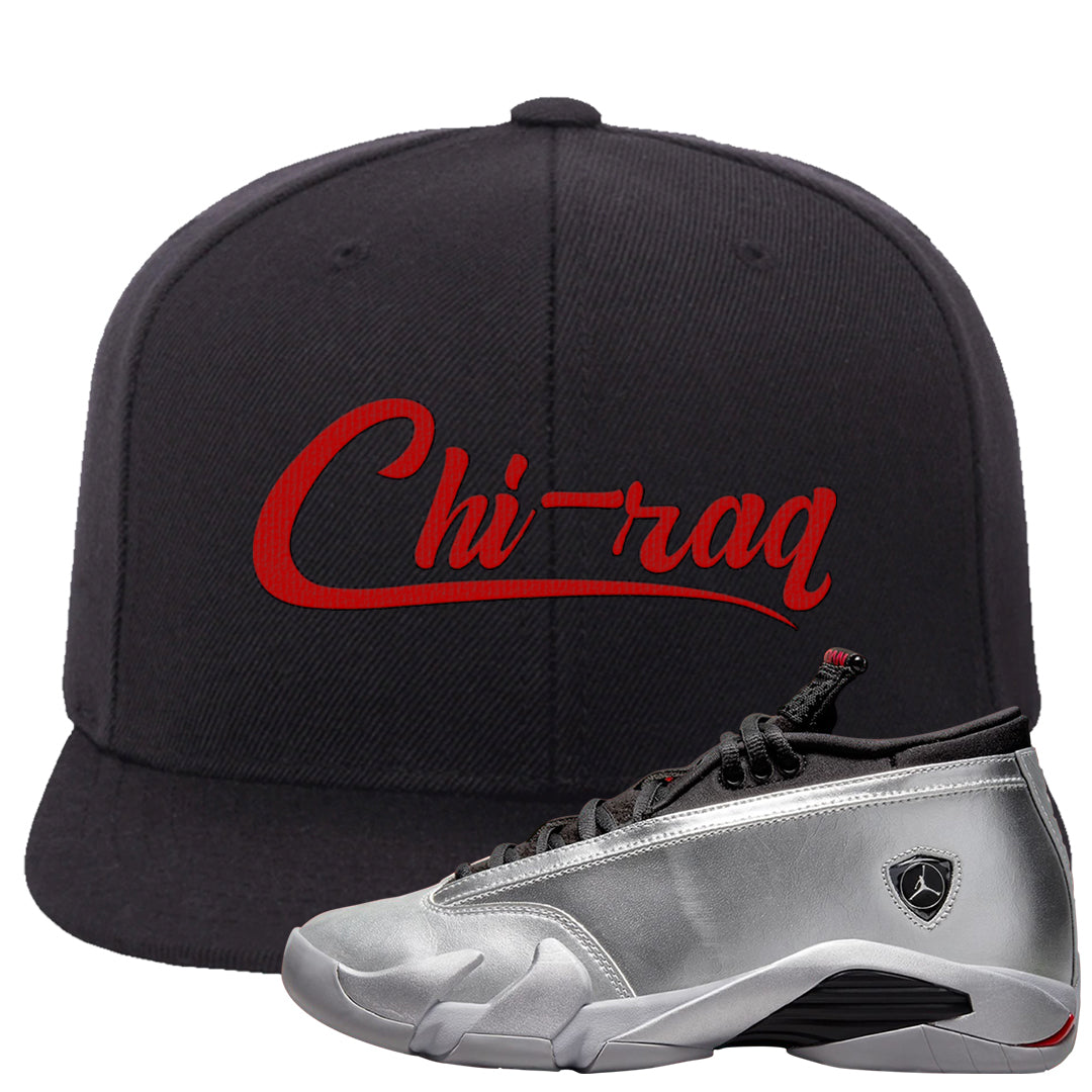Metallic Silver Low 14s Snapback Hat | Chiraq, Black