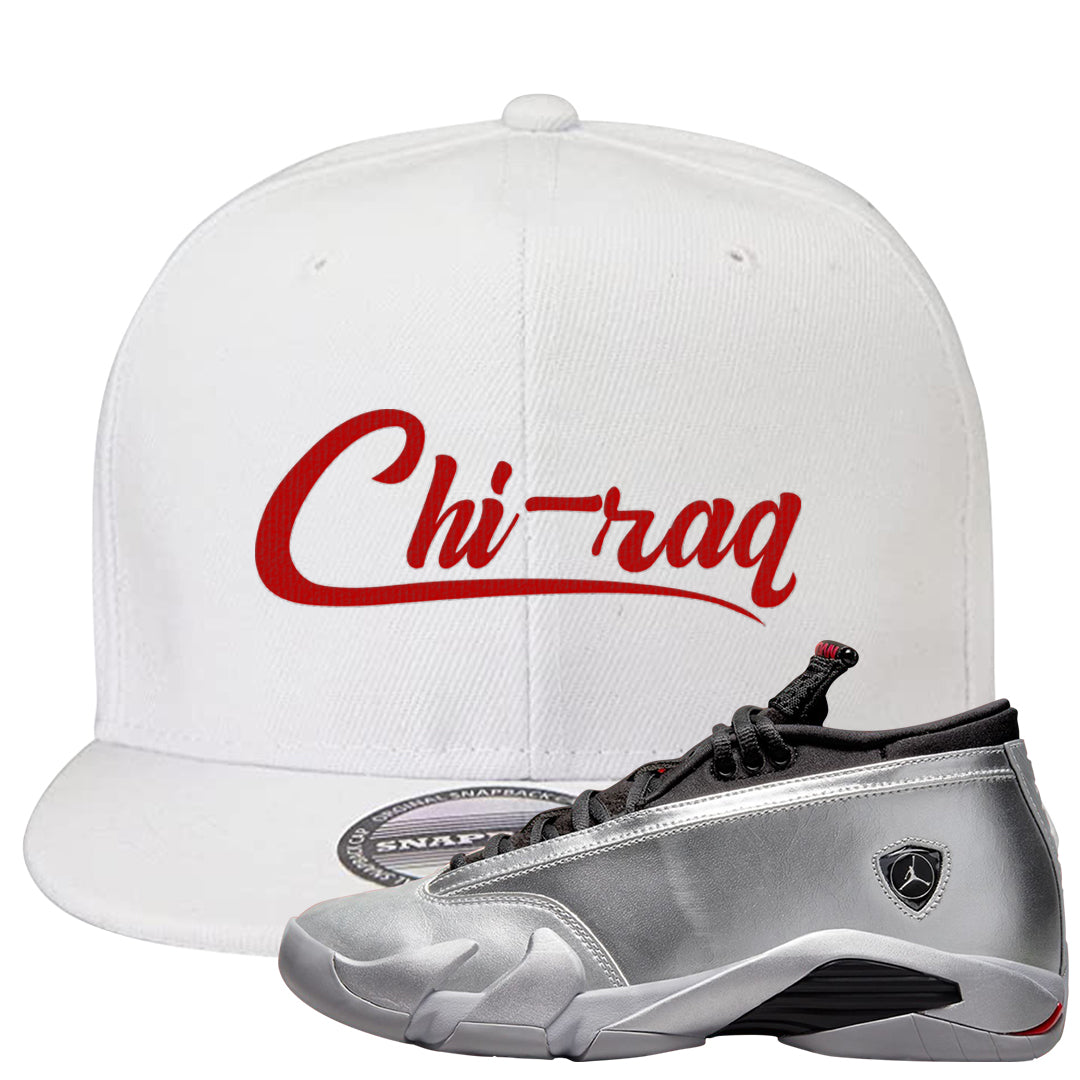 Metallic Silver Low 14s Snapback Hat | Chiraq, White